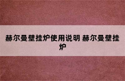 赫尔曼壁挂炉使用说明 赫尔曼壁挂炉